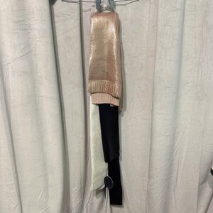 Chic Metallic and Black Knit Scarf Set of 3